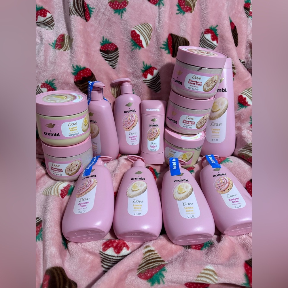 Crumbl Dove Hand soap body wash body scrub deodorant bundle confetti cake Lemon